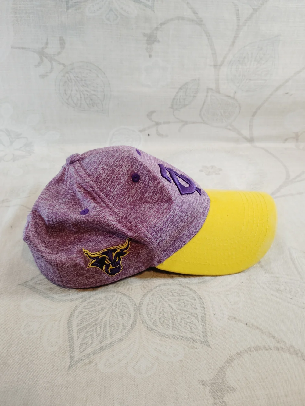 Purple and Yellow Baseball Cap with Raised Logo